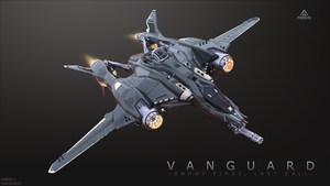 Frontansicht der Aegis Dynamics Vanguard Warden in Vogelperspektove